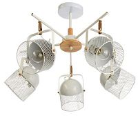 Люстра потолочная пятирожковая "Бирасо" 220В Е27 Белый-золото картинка 